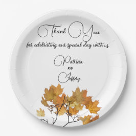 Plato De Papel Boda de hojas de otoño artísticas