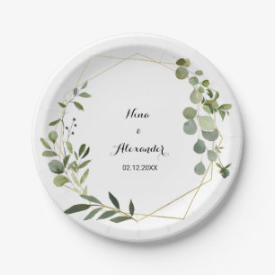 Plato De Papel Boda de hojas verdes tropicales