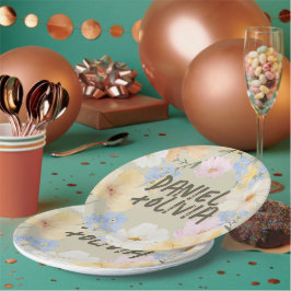 Plato De Papel Boda de Ilustracion floral acuarela