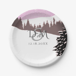 Plato De Papel Boda de invierno de la montaña Snowy