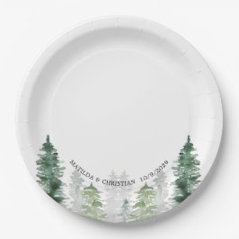 Plato De Papel Boda de invierno en la montaña
