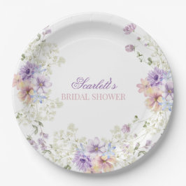 Plato De Papel Boda de Jardín de Cottage con Flores Silvestres Su