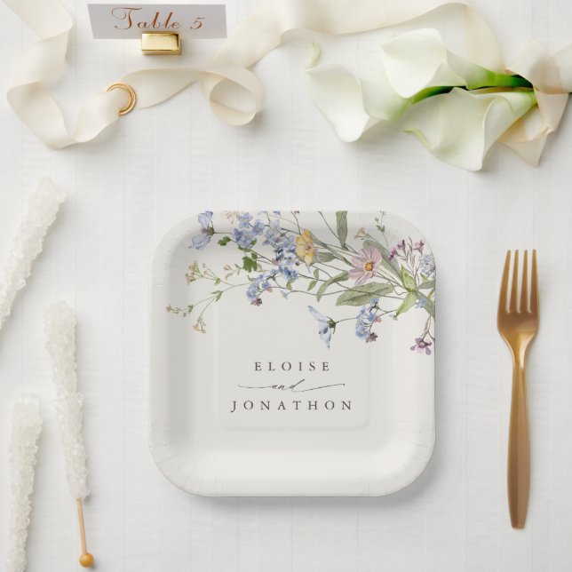 Plato De Papel Boda de jardín de flores silvestres de primavera c (Boda)