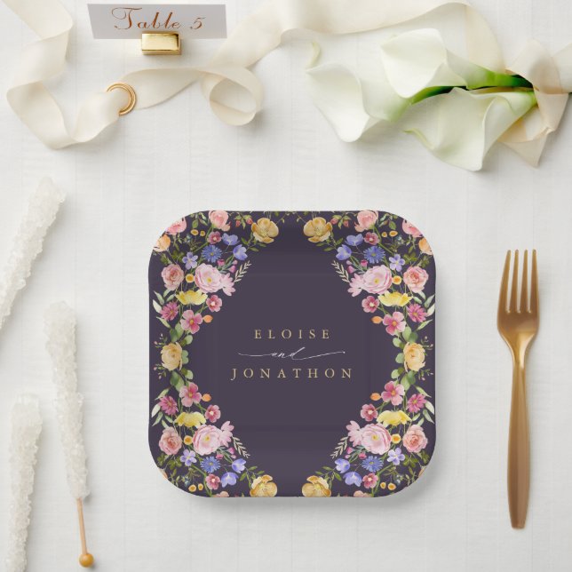 Plato De Papel Boda de jardín de flores silvestres de primavera c (Boda)