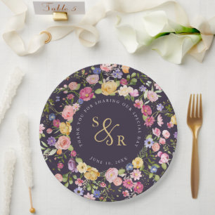 Plato De Papel Boda de jardín de flores silvestres de primavera c