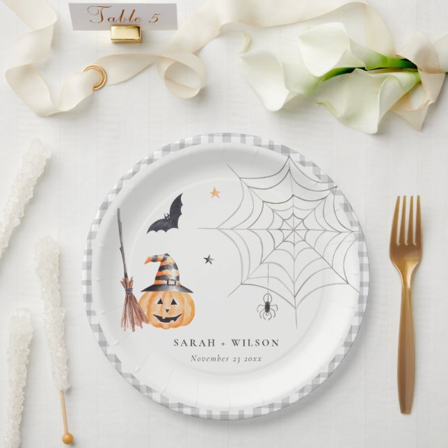 Plato De Papel Boda de la Calabaza Calabaza de Halloween (Boda)