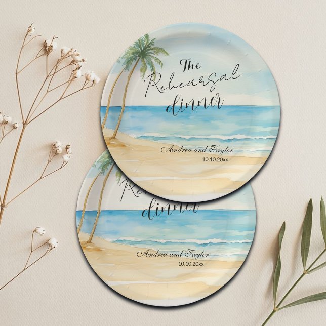 Plato De Papel Boda de la Cena de Playa y Palmeras (Subido por el creador)