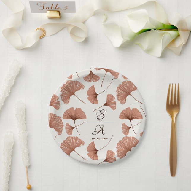 Plato De Papel Boda de la hoja de ginkgo de la Terracota Rusa Bei (Boda)