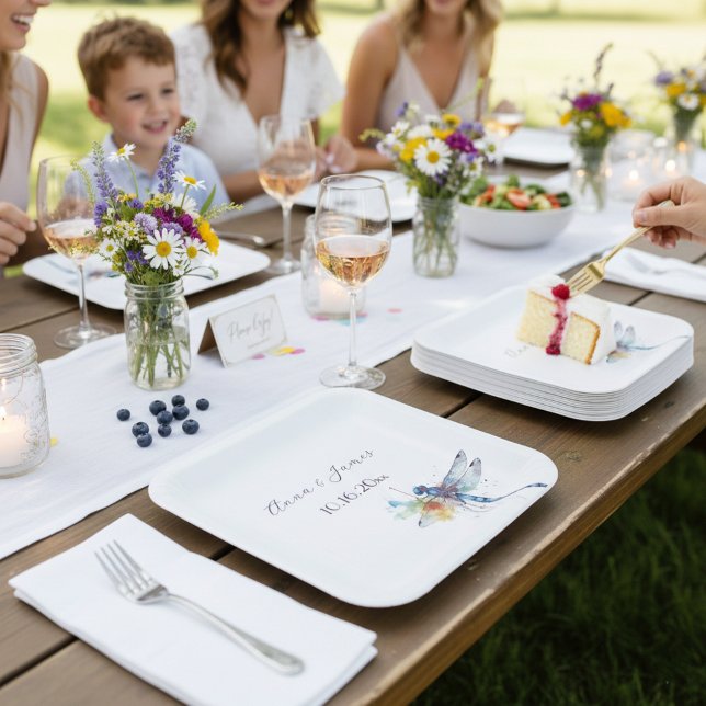 Plato De Papel Boda de la libélula, personalizado (Subido por el creador)
