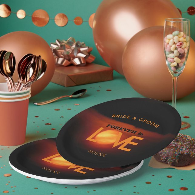 Plato De Papel Boda de la luna de cosecha completa (Multi)