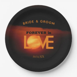 Plato De Papel Boda de la luna de cosecha completa