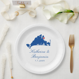 Plato De Papel Boda de la Martha's Vineyard Oak Bluffs