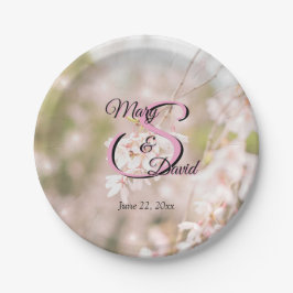 Plato De Papel Boda de las espárragos del cerezo que llora brilla