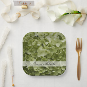 Plato De Papel Boda de las flores de Annabelle verde Hydrangea