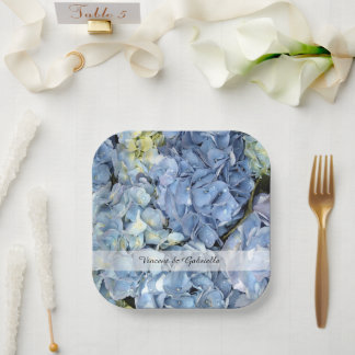Plato De Papel Boda de las flores de hidrangea azul
