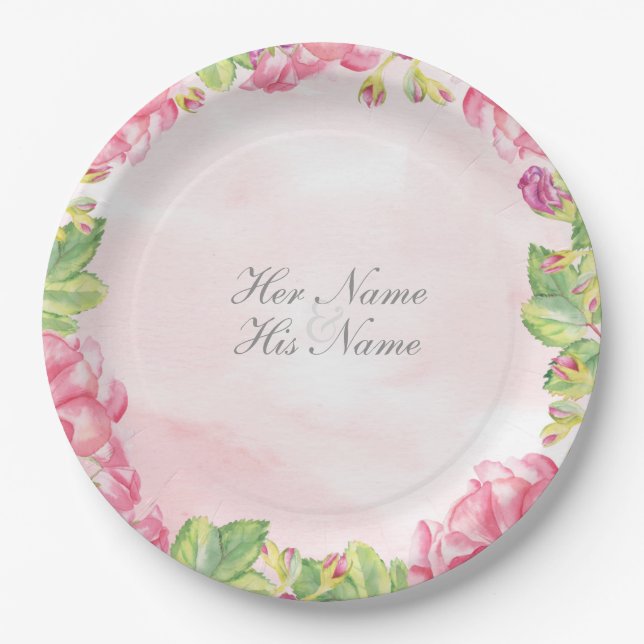 Plato De Papel Boda de las flores de verano (Anverso)