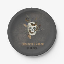 Boda de las mariposas florales góticas del cráneo