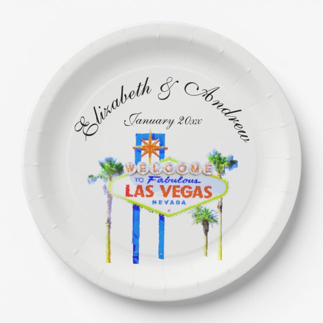 Plato De Papel Boda de Las Vegas (Anverso)