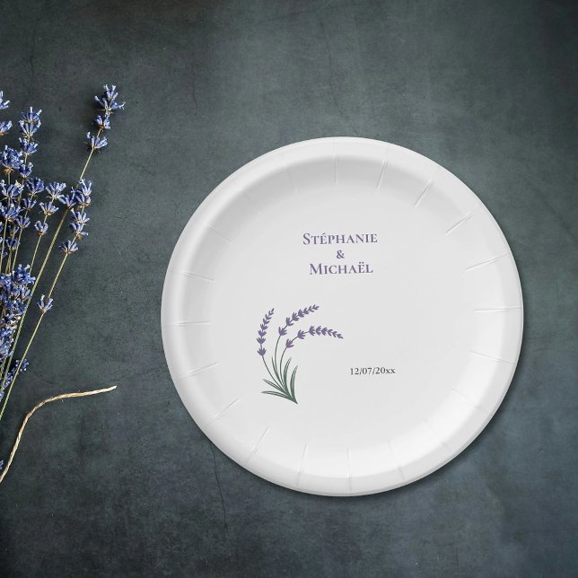 Plato De Papel Boda de Lavanda Simple (Simple Lavender Wedding Paper Plates)