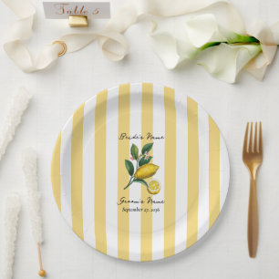 Plato De Papel Boda de limón naranja cítrico mediterráneo italian