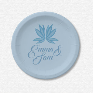 Plato De Papel Boda de Lotus blanco