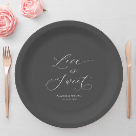 Plato De Papel Boda de lujo "El amor es dulce"