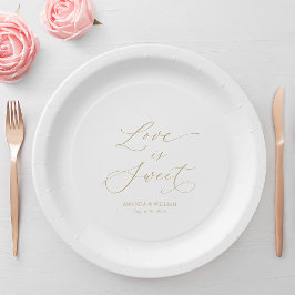 Plato De Papel Boda de lujo "El amor es dulce"