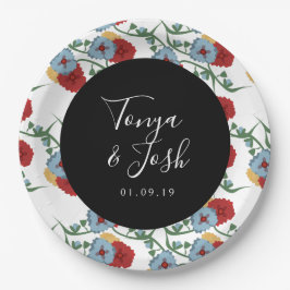 Plato De Papel Boda de lunares festivos de brillo falso floral me
