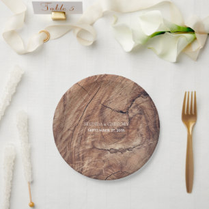 Plato De Papel Boda de Madera Rústica