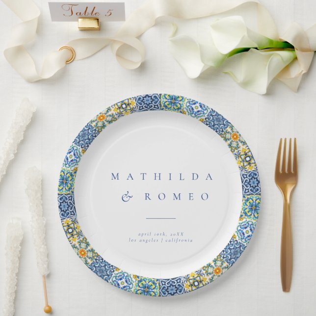 Plato De Papel Boda de marfil minimalista (Boda)