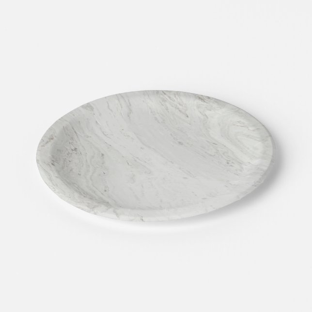 Plato De Papel Boda de mármol blanco (Angular)