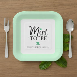 Plato De Papel Boda de Menta para Ducha Nupcial