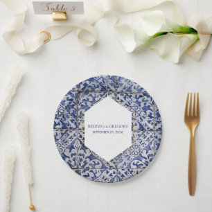 Plato De Papel Boda de mosaicos rusos portugueses