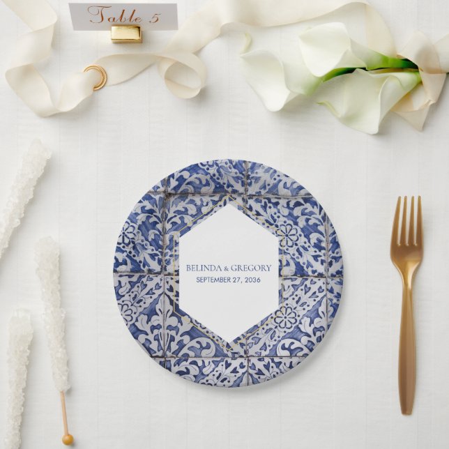 Plato De Papel Boda de mosaicos rusos portugueses (Boda)