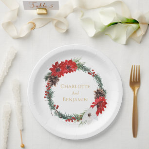 Plato De Papel Boda de Navidades clásicos simples