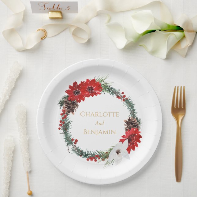 Plato De Papel Boda de Navidades clásicos simples (Boda)