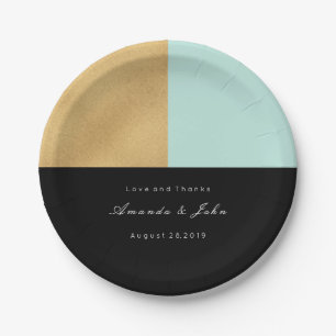 Plato De Papel Boda de novia Black Tiffany Mint Gold Pastel