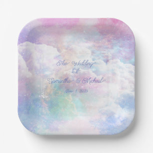 Plato De Papel Boda de nubes y estrellas soñadoras