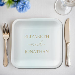 Plato De Papel Boda de ola de color azul