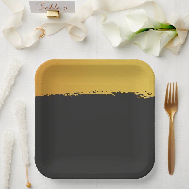 Plato De Papel Boda de Oro de Medianoche (Boda)