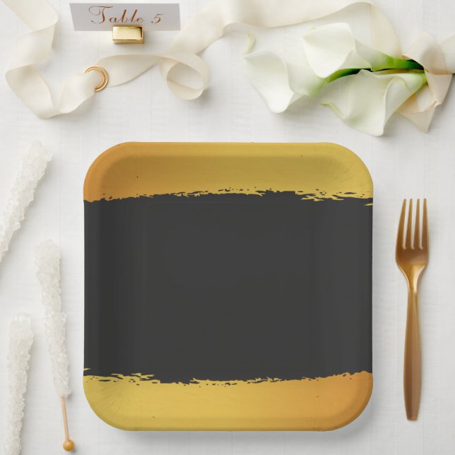 Plato De Papel Boda de Oro de Medianoche (Boda)