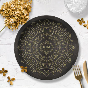 Plato De Papel Boda de oro filigrí fino ID871