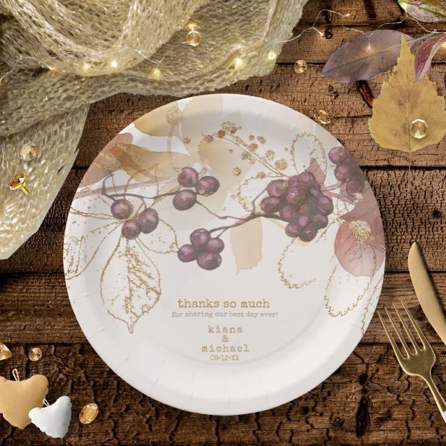 Plato De Papel Boda de Otoño Dorado Berries ID655 (Subido por el creador)