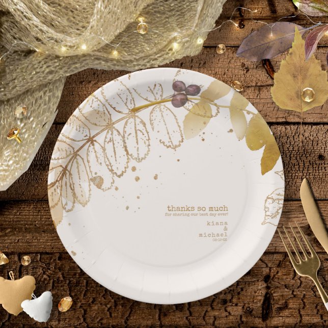 Plato De Papel Boda de Otoño Dorado ID655 (Subido por el creador)