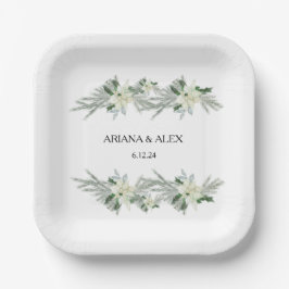 Plato De Papel Boda de Otoño Invierno Floral Rústico