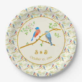 Plato De Papel Boda de pajaritos azules
