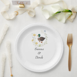 Plato De Papel Boda de Pato Mallard Flor Silvestre