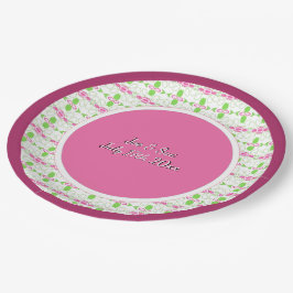 Plato De Papel Boda De Patrón Rosa Y Pluma