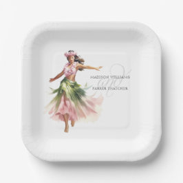 Plato De Papel Boda de playa simple y personalizada