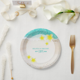 Plato De Papel Boda de playa tropical de Plumeria Frangipani Amar